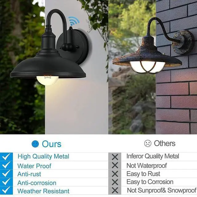Alt view image 6 of 7 - with Sensor Outdoor Wall Lights, Gooseneck Vintage Industrial Outdoor Wall Lights Black Anti-Rust Outside Wall Sconce for Farmhouse, Barn, Warehouse, Loft (excl.E27 Bulb)
