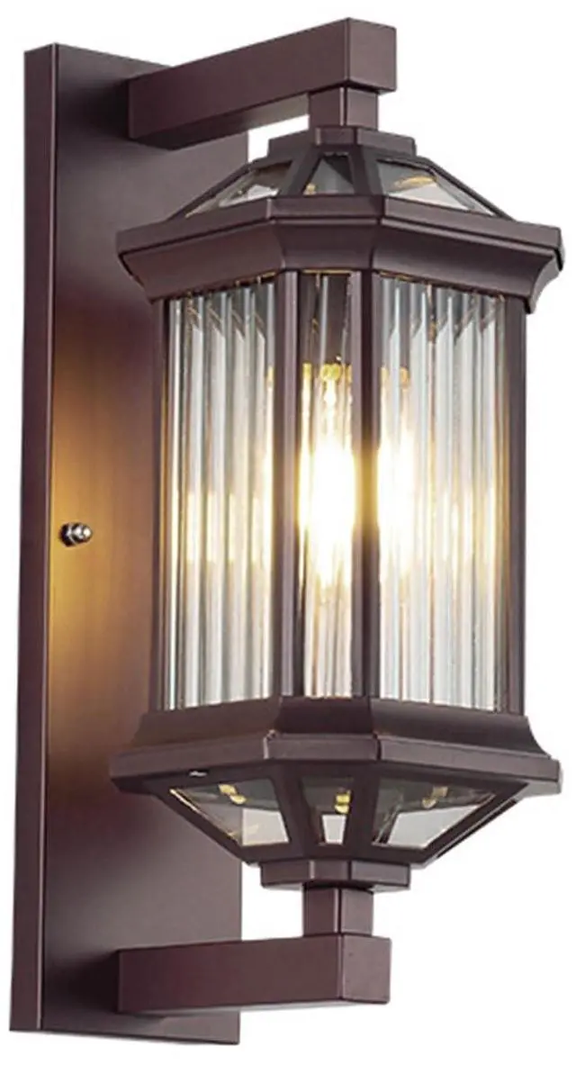 Main image of Antique Outdoor Wall Lanterns 13.7 inch Aluminum Porch Light IP65 Waterproof Farmhouse Outdoor Wall Light with Striped Glass for Front Door Garage Patio