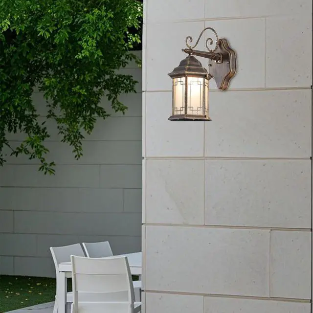 Alt view image 6 of 7 - 13 inch Vintage Outdoor Wall Lights Aluminum Exterior Porch Wall Sconce with Soft Light Glass lampshade E26 Waterproof Outdoor Lantern for Garage Front Porch Entryway Patio