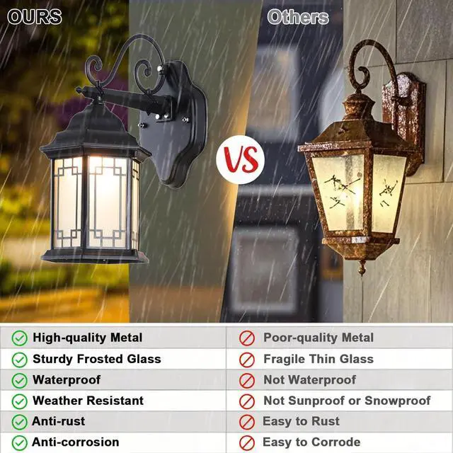 Alt view image 4 of 7 - 13 inch Vintage Outdoor Wall Lights Aluminum Exterior Porch Wall Sconce with Soft Light Glass lampshade E26 Waterproof Outdoor Lantern for Garage Front Porch Entryway Patio