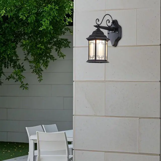 Alt view image 6 of 7 - 13 inch Vintage Outdoor Wall Lights Aluminum Exterior Porch Wall Sconce with Soft Light Glass lampshade E26 Waterproof Outdoor Lantern for Garage Front Porch Entryway Patio