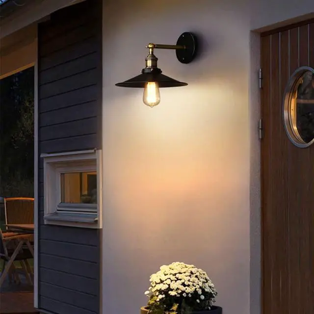 Alt view image 3 of 7 - 8.2 Inch Outdoor Wall Lights Aluminum Anti-Rust Waterproof Gooseneck Barn Light Wall Mount Farmhouse Exterior Wall Sconce Vintage Porch Wall Light Fixtures E26/E27 Base, Black