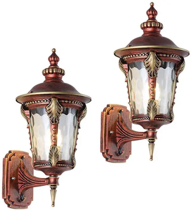 Main image of Exterior Wall Lanterns IP55 Waterproof Outdoor Wall Light Fixtures Aluminum 15 inch Porch Lights with Hammered Glass Shade for Patio Hallway Doorway Garden