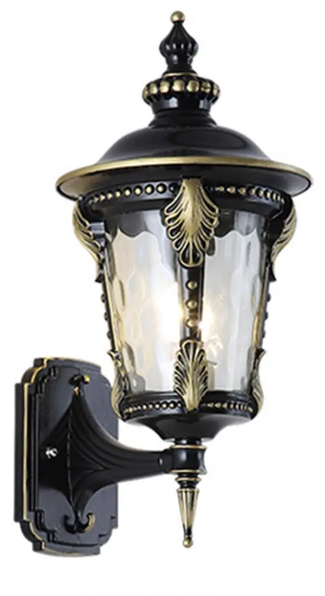 Main image of Exterior Wall Lanterns IP55 Waterproof Outdoor Wall Light Fixtures Aluminum 15 inch Porch Lights with Hammered Glass Shade for Patio Hallway Doorway Garden