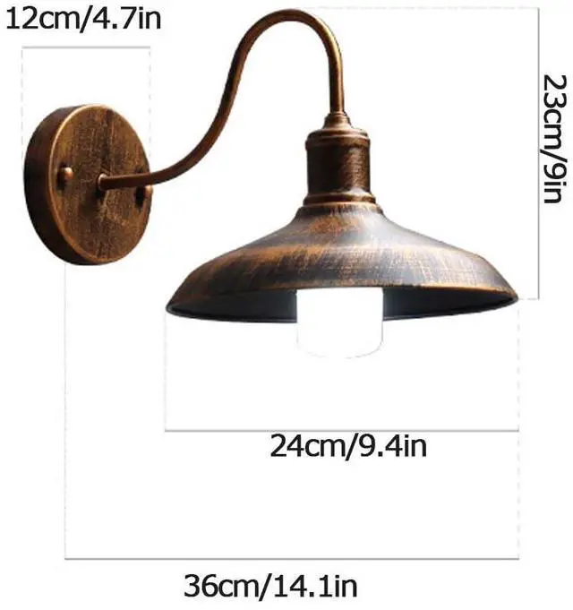 Alt view image 7 of 7 - Gooseneck Barn Light Outdoor Anti-Rust Waterproof Bronze Wall Sconce Wall Mount Retro Porch Wall Lighting Farmhouse Exterior Lighting Fixture for Garage Patio Doorway