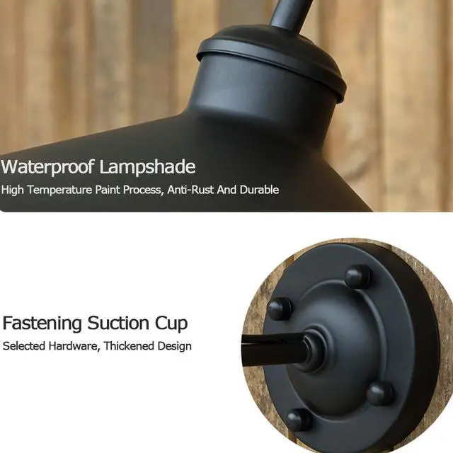 Alt view image 6 of 7 - 2 PCS Antique American Outdoor Wall Lights Anti-Rust Waterproof 14.1 inch Large Gooseneck Wall Sconce Black Vintage Farmhouse Barn Light Wall Mount Light Fixture for Porch Garage Patio