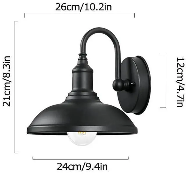 Alt view image 7 of 7 - Vintage Outdoor Wall Lights 9.4 Inch Black Iron Wall Sconce IP54 Waterproof Outdoor Wall Lamp Wall Mount Farmhouse Exterior Wall Lanterns for Porch Garage Patio