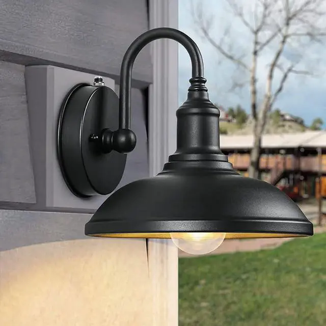 Alt view image 2 of 7 - Vintage Outdoor Wall Lights 9.4 Inch Black Iron Wall Sconce IP54 Waterproof Outdoor Wall Lamp Wall Mount Farmhouse Exterior Wall Lanterns for Porch Garage Patio