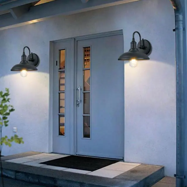 Alt view image 3 of 7 - Vintage Outdoor Wall Lights 9.4 Inch Black Iron Wall Sconce IP54 Waterproof Outdoor Wall Lamp Wall Mount Farmhouse Exterior Wall Lanterns for Porch Garage Patio