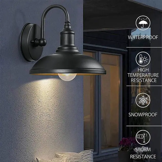 Alt view image 4 of 7 - Vintage Outdoor Wall Lights 9.4 Inch Black Iron Wall Sconce IP54 Waterproof Outdoor Wall Lamp Wall Mount Farmhouse Exterior Wall Lanterns for Porch Garage Patio