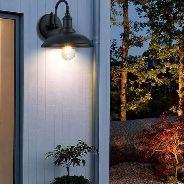 Alt view image 6 of 7 - Vintage Outdoor Wall Lights 9.4 Inch Black Iron Wall Sconce IP54 Waterproof Outdoor Wall Lamp Wall Mount Farmhouse Exterior Wall Lanterns for Porch Garage Patio