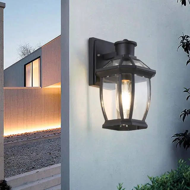 Alt view image 5 of 7 - Outdoor Wall Lanterns Aluminum Exterior Waterproof Wall Light Vintage Porch Wall Lighting with Clear Glass Shade for Porch Front Door Way Garage Patio