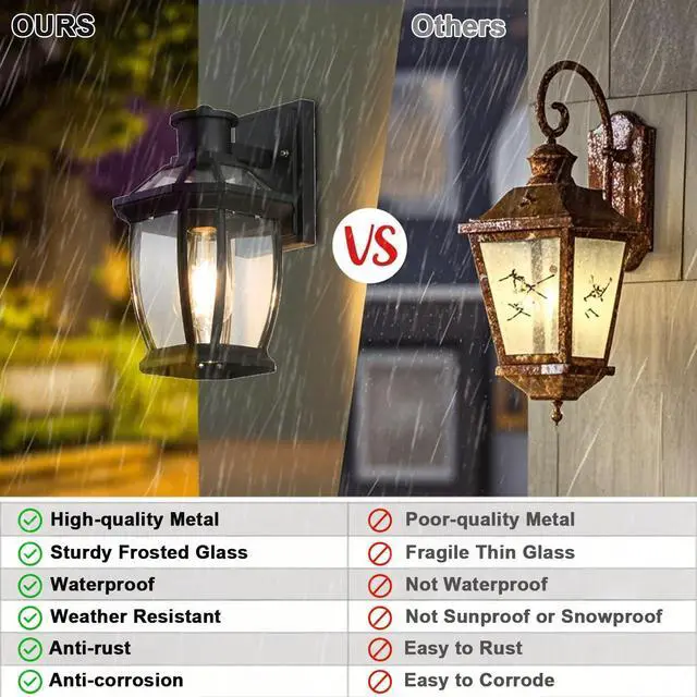 Alt view image 3 of 7 - Outdoor Wall Lanterns Aluminum Exterior Waterproof Wall Light Vintage Porch Wall Lighting with Clear Glass Shade for Porch Front Door Way Garage Patio