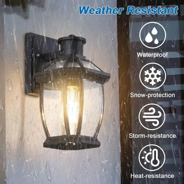 Alt view image 2 of 7 - Outdoor Wall Lanterns Aluminum Exterior Waterproof Wall Light Vintage Porch Wall Lighting with Clear Glass Shade for Porch Front Door Way Garage Patio