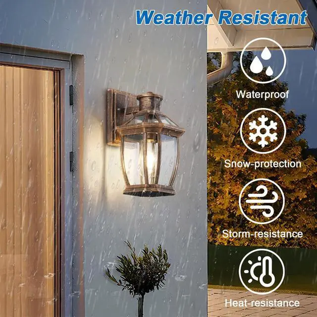 Alt view image 2 of 7 - Outdoor Wall Lanterns Aluminum Exterior Waterproof Wall Light Vintage Porch Wall Lighting with Clear Glass Shade for Porch Front Door Way Garage Patio