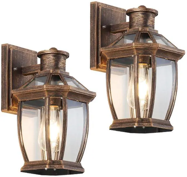 Main image of Outdoor Wall Lanterns Aluminum Exterior Waterproof Wall Light Vintage Porch Wall Lighting with Clear Glass Shade for Porch Front Door Way Garage Patio