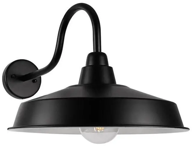Main image of Outdoor Gooseneck Large Barn Light 16 Inch Dome Exterior Wall Sconce Anti-Rust Waterproof Vintage Porch Wall Light Fixtures Wall Mount Outdoor Farmhouse Light Fixture