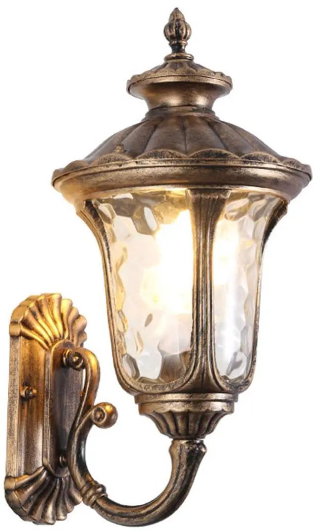 Main image of Waterproof Exterior Wall Sconce 15.7 inch Aluminum Outdoor Wall Lanterns Porch Lights with Water Pattern Glass Shades E26 Vintage Outdoor Light Fixtures for House Garage Patio