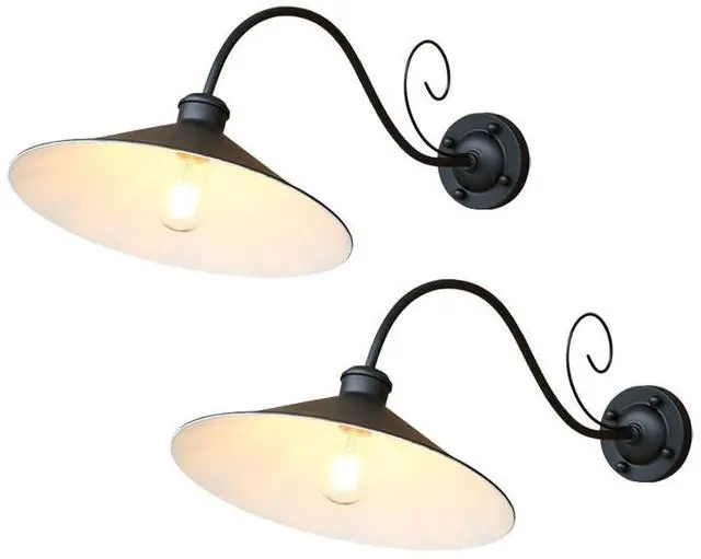 Main image of Antique American Outdoor Wall Lights Anti-Rust Waterproof 14.1 Inch Large Gooseneck Wall Sconce Black Vintage Farmhouse Barn Light Wall Mount Light Fixture for Porch Garage Patio