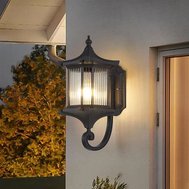 Alt view image 3 of 7 - European Exterior Wall Lanterns Waterproof Anti-Rust Aluminum Outdoor Wall Lights 17.7" Large Porch Lights E26 Socket Wall Lamps for Front Door Garage Patio