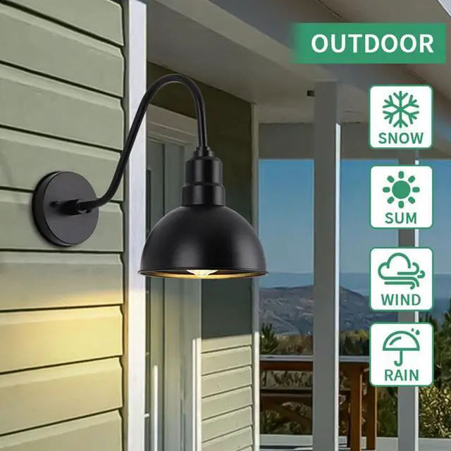 Alt view image 2 of 7 - IP54 Waterproof Outdoor Wall Lights Vintage Gooseneck Wall Sconce 16 Inch Black Wall Mount Porch Lights Farmhouse Exterior Barn Fixture for Garage Patio Doorway