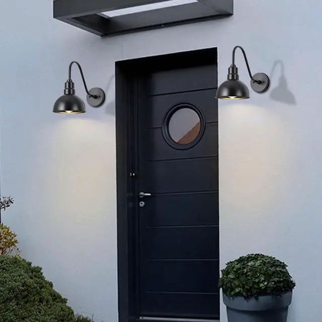 Alt view image 3 of 7 - IP54 Waterproof Outdoor Wall Lights Vintage Gooseneck Wall Sconce 16 Inch Black Wall Mount Porch Lights Farmhouse Exterior Barn Fixture for Garage Patio Doorway