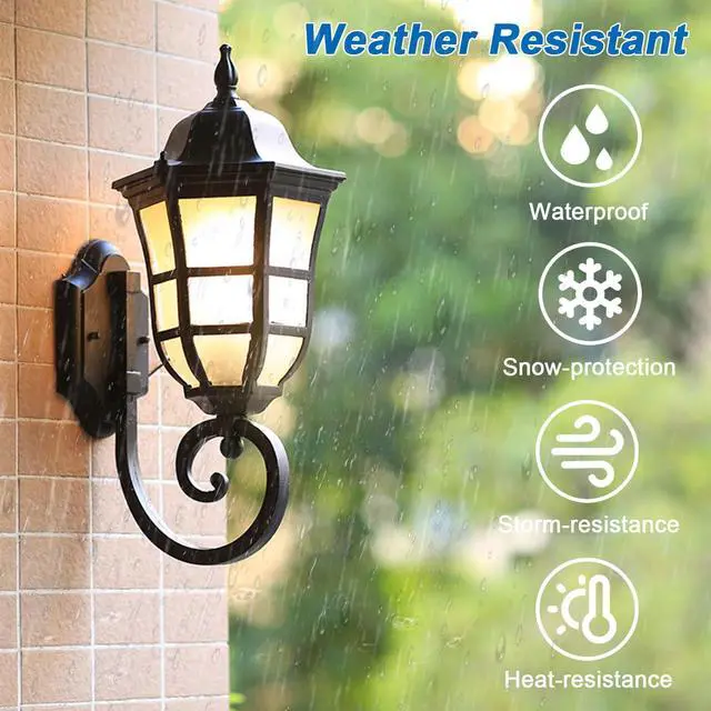 Alt view image 2 of 7 - Outdoor Wall Lanterns for Porch Patio Entryway Doorway Garage Aluminum Waterproof Exterior Wall Lights 17.7 inch Large Outdoor Light Fixtures with Frosted Glass Shade E26 Base
