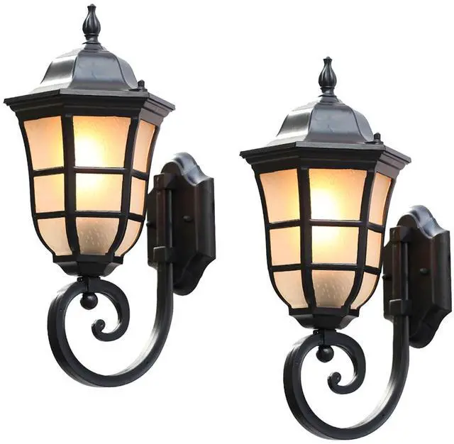 Main image of Outdoor Wall Lanterns for Porch Patio Entryway Doorway Garage Aluminum Waterproof Exterior Wall Lights 17.7 inch Large Outdoor Light Fixtures with Frosted Glass Shade E26 Base