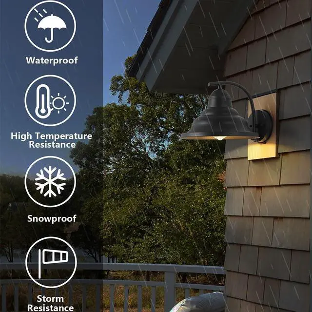Alt view image 4 of 7 - Vintage Gooseneck Wall Sconce IP65 Waterproof Porch Wall Light Fixtures Wall Mount Farmhouse Barn Light Black Iron Exterior Wall Lamps for Garage, Patio Doorway
