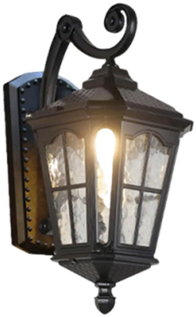 Main image of Vintage Outdoor Wall Light Waterproof Exterior Porch Wall Lanterns Wall Mounted Fixture with Water Ripple Glass for House Front Porch Patio