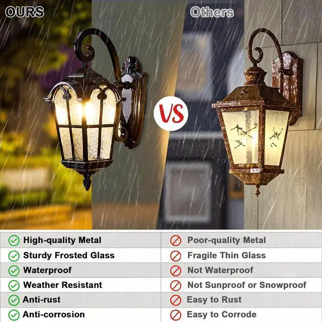 Alt view image 4 of 7 - Outdoor Wall Light Fixtures Exterior Waterproof Porch Wall Lanterns Anti-Rust Aluminum Outdoor Wall Light 17" Black Exterior Light Fixtures for House Front Door Garage