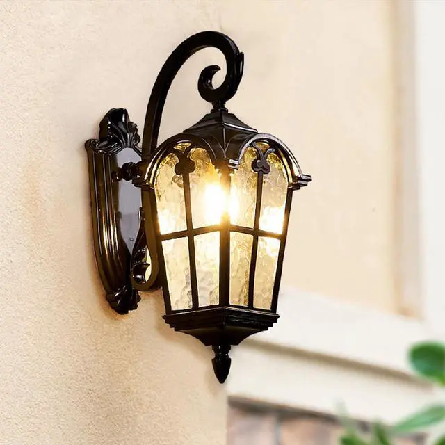 Alt view image 2 of 7 - Outdoor Wall Light Fixtures Exterior Waterproof Porch Wall Lanterns Anti-Rust Aluminum Outdoor Wall Light 17" Black Exterior Light Fixtures for House Front Door Garage