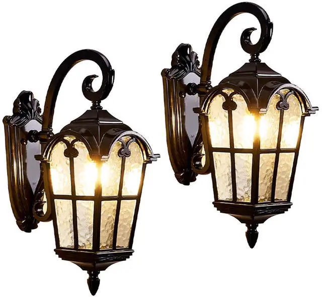 Main image of Outdoor Wall Light Fixtures Exterior Waterproof Porch Wall Lanterns Anti-Rust Aluminum Outdoor Wall Light 17" Black Exterior Light Fixtures for House Front Door Garage