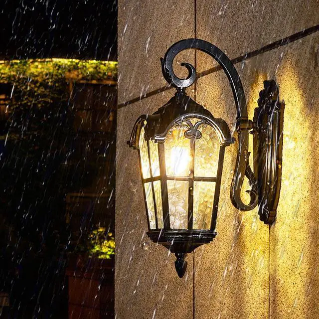 Alt view image 6 of 7 - Outdoor Wall Light Fixtures Exterior Waterproof Porch Wall Lanterns Anti-Rust Aluminum Outdoor Wall Light 17" Black Exterior Light Fixtures for House Front Door Garage