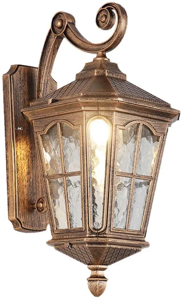 Main image of Vintage Outdoor Wall Light Waterproof Exterior Porch Wall Lanterns Wall Mounted Fixture with Water Ripple Glass for House Front Porch Patio