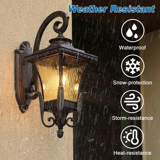 Alt view image 3 of 7 - Outdoor Wall Lanterns 16" Waterproof Porch Wall Lights Aluminum Retro Exterior Lighting Fixtures for House Patio Entryway Garage