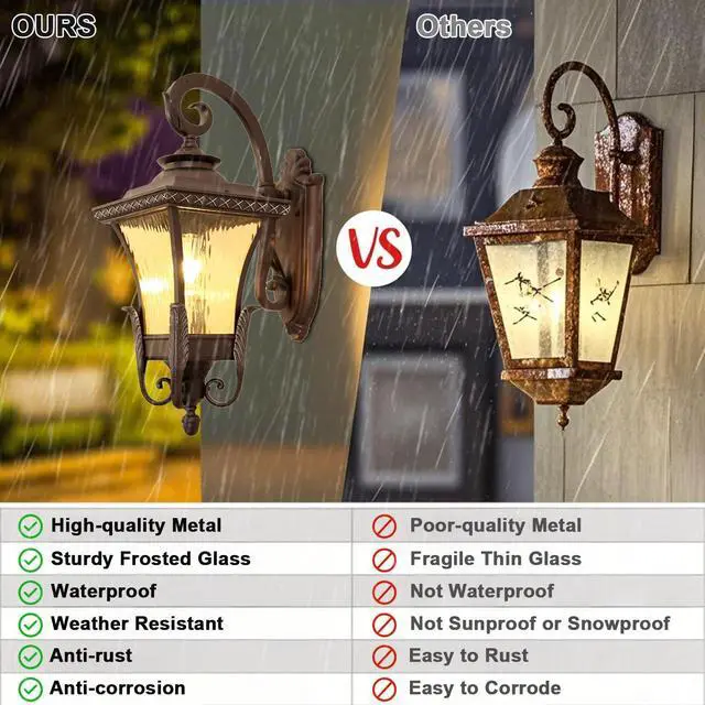 Alt view image 4 of 7 - Outdoor Wall Lanterns 16" Waterproof Porch Wall Lights Aluminum Retro Exterior Lighting Fixtures for House Patio Entryway Garage