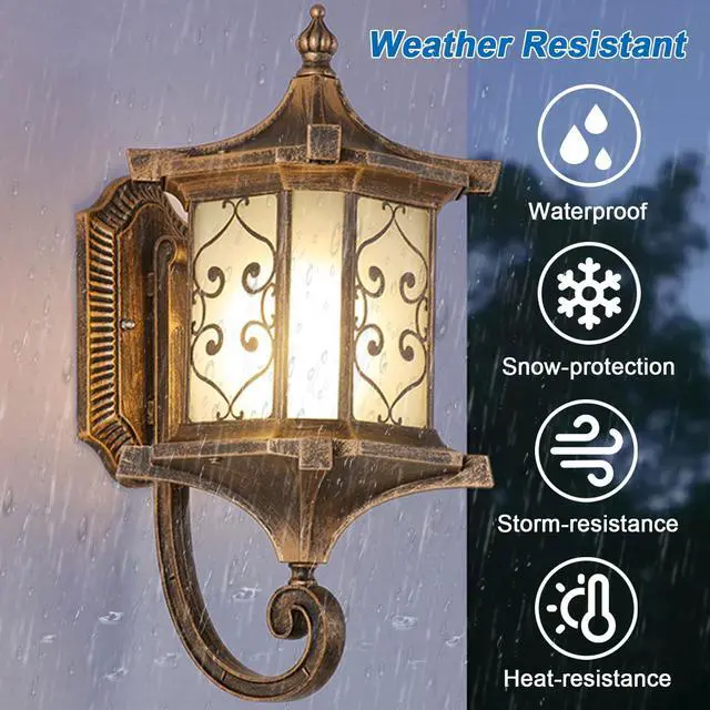 Alt view image 2 of 7 - 17.7 Inch Large Outdoor Wall Lanterns IP65 Waterproof Anti-Rust Retro Front Porch Lights Aluminum Wall Mount Exterior Light Fixtures with Frosted Glass for House Patio Entryway Garage