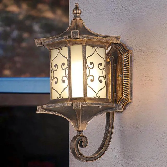 Alt view image 4 of 7 - 17.7 Inch Large Outdoor Wall Lanterns IP65 Waterproof Anti-Rust Retro Front Porch Lights Aluminum Wall Mount Exterior Light Fixtures with Frosted Glass for House Patio Entryway Garage