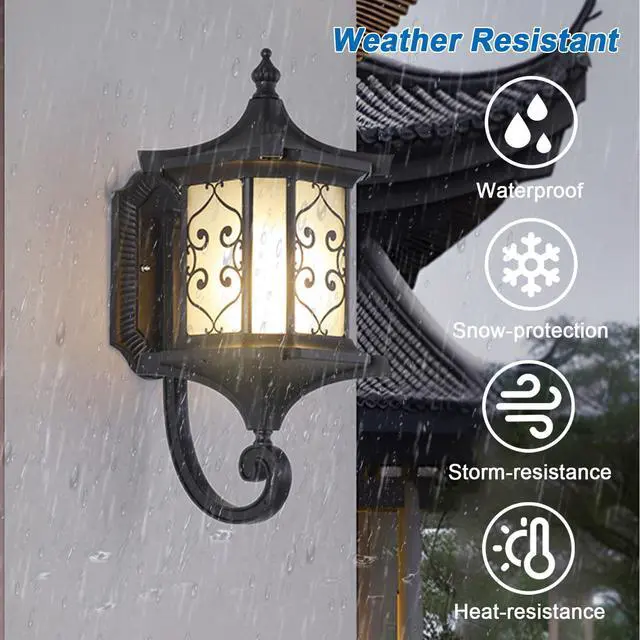 Alt view image 2 of 7 - 17.7 Inch Large Outdoor Wall Lanterns IP65 Waterproof Anti-Rust Retro Front Porch Lights Aluminum Wall Mount Exterior Light Fixtures with Frosted Glass for House Patio Entryway Garage