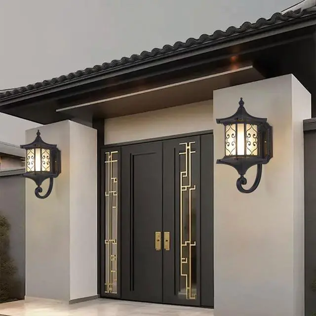 Alt view image 4 of 7 - 17.7 Inch Large Outdoor Wall Lanterns IP65 Waterproof Anti-Rust Retro Front Porch Lights Aluminum Wall Mount Exterior Light Fixtures with Frosted Glass for House Patio Entryway Garage
