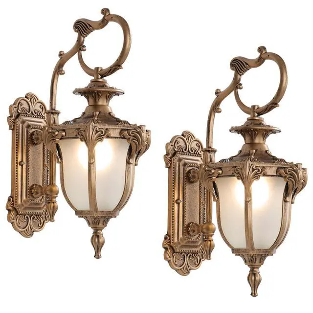 Alt view image 2 of 7 - Bronze Outdoor Wall Lights IP65 Waterproof Exterior Wall Lantern Rustproof Aluminum Outside Lighting Fixtures with Frosted Glass for Garage Front Porch Entryway Patio
