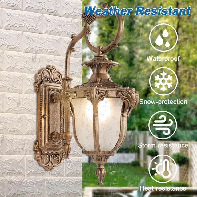 Alt view image 4 of 7 - Bronze Outdoor Wall Lights IP65 Waterproof Exterior Wall Lantern Rustproof Aluminum Outside Lighting Fixtures with Frosted Glass for Garage Front Porch Entryway Patio