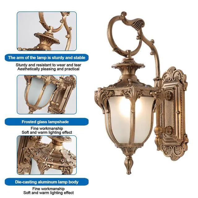 Alt view image 7 of 7 - Bronze Outdoor Wall Lights IP65 Waterproof Exterior Wall Lantern Rustproof Aluminum Outside Lighting Fixtures with Frosted Glass for Garage Front Porch Entryway Patio