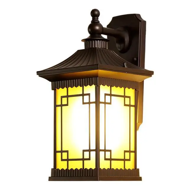 Main image of 16.5" Retro Outdoor Wall Light Coffee Aluminum Exterior Wall Lantern Anti-Rust Waterproof Porch Light Outdoor with Brown Glass Shade for Front Porch Garage Patio