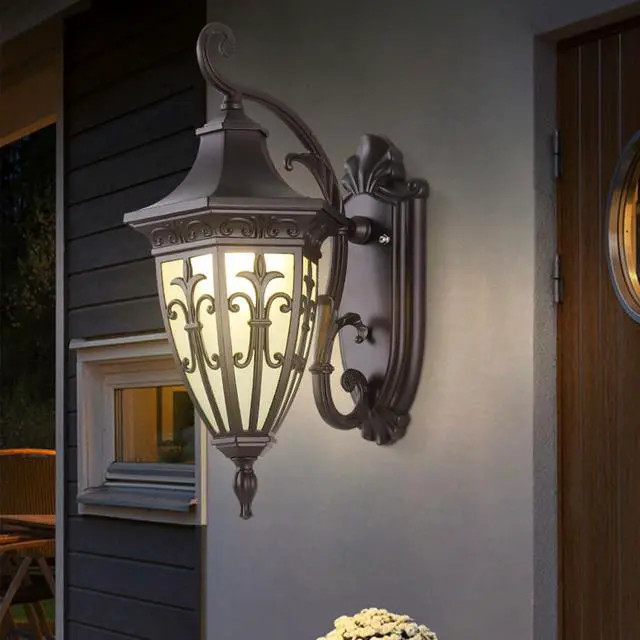 Alt view image 3 of 7 - Vintage Outdoor Wall Light Fixtures 15.7 inch Waterproof Exterior Wall Lantern Anti-Rust Aluminium Porch Lights for House Garage Doorway