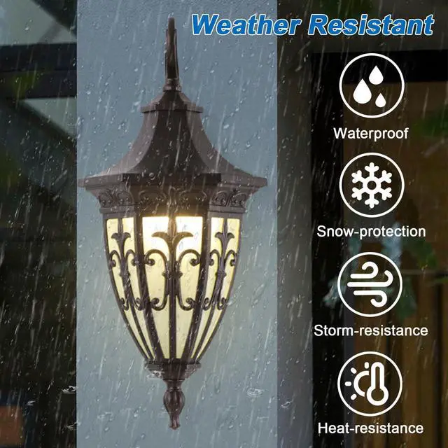 Alt view image 2 of 7 - Vintage Outdoor Wall Light Fixtures 15.7 inch Waterproof Exterior Wall Lantern Anti-Rust Aluminium Porch Lights for House Garage Doorway