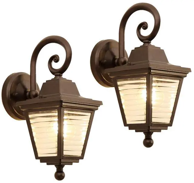 Main image of Outdoor Wall Light Fixture IP65 Waterproof Exterior Wall Sconces with Striped Glass Aluminum Vintage Porch Lights for House Front Porch Patio