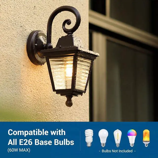 Alt view image 4 of 7 - Outdoor Wall Light Fixture IP65 Waterproof Exterior Wall Sconces with Striped Glass Aluminum Vintage Porch Lights for House Front Porch Patio