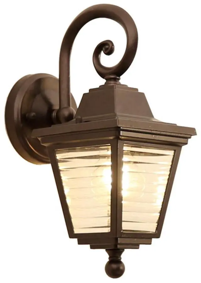 Main image of Outdoor Wall Light Fixture IP65 Waterproof Exterior Wall Sconces with Striped Glass Aluminum Vintage Porch Lights for House Front Porch Patio